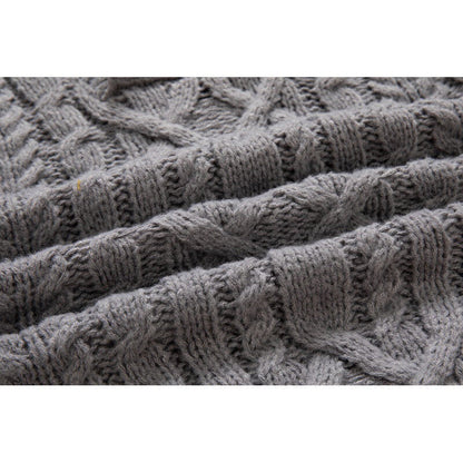 Herren Pullover Grobstrick Schalkragen Zopfmuster Modern