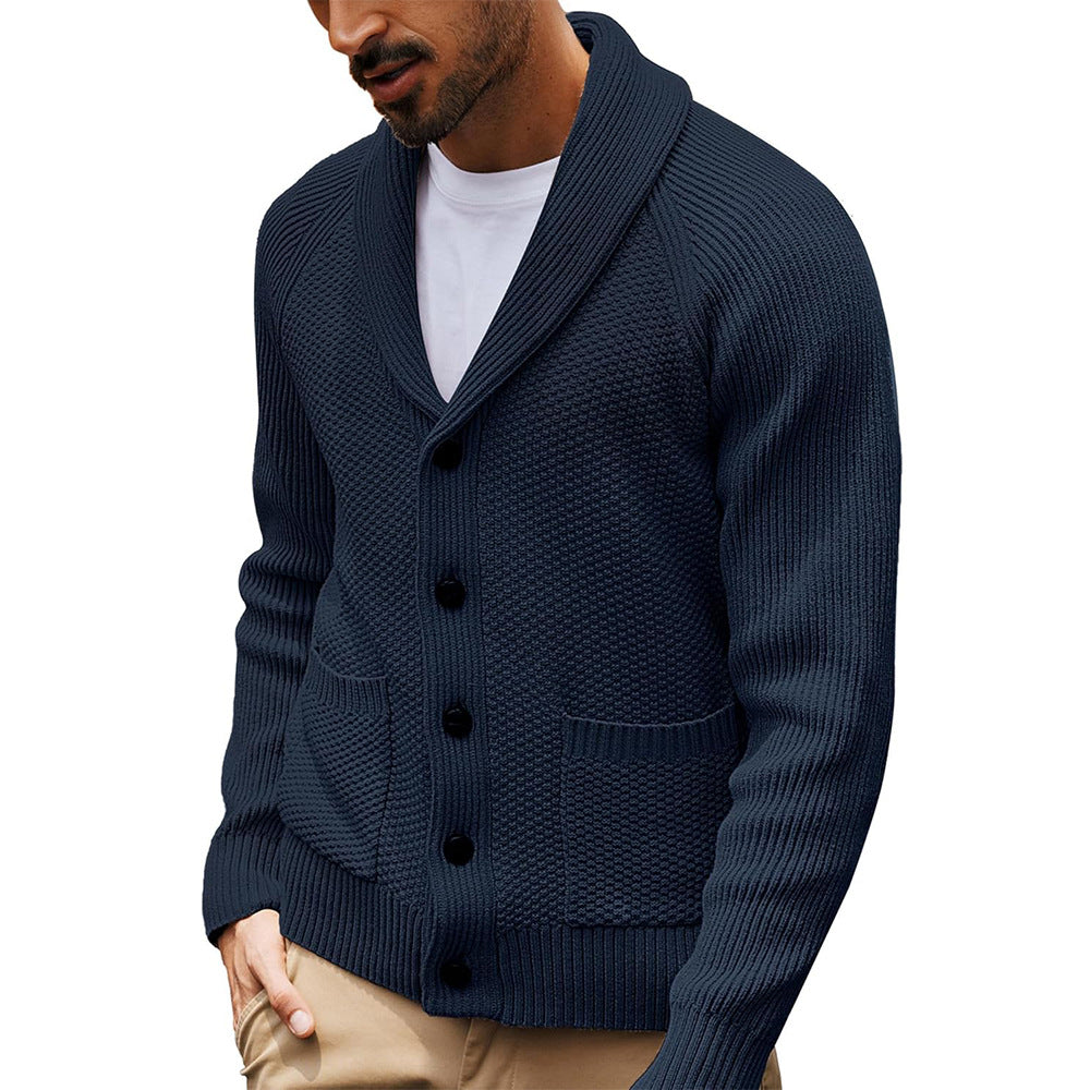 Herren Strickjacke Schalkragen Strukturiert Elegantes Design