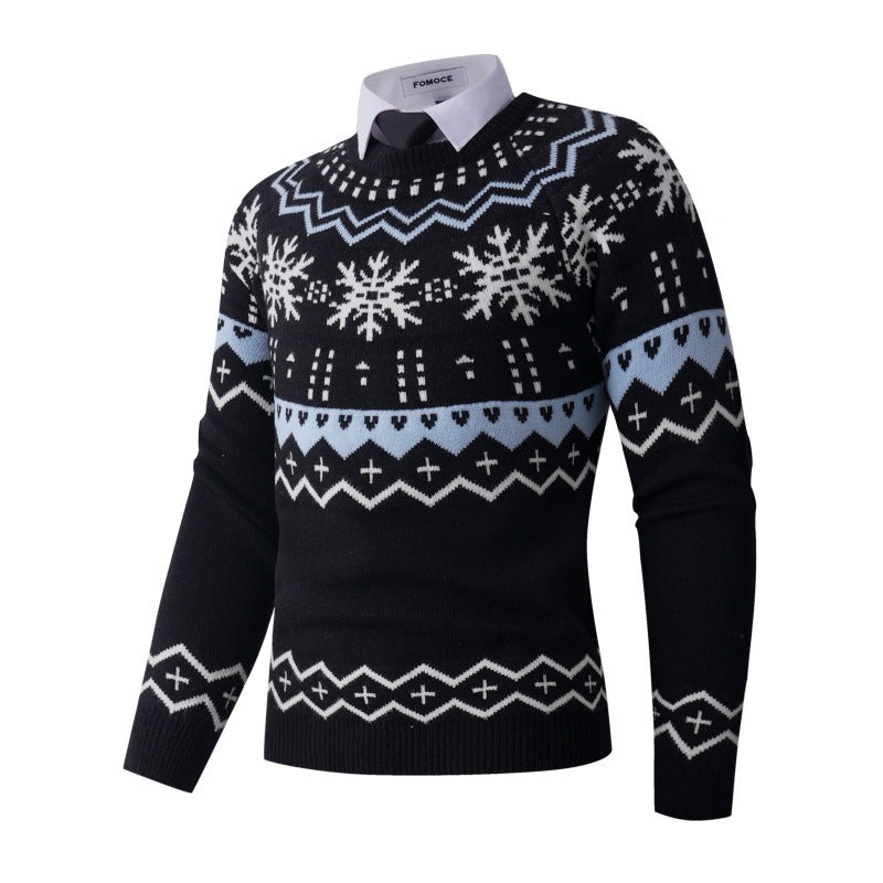 Herren Strickpullover Modern mit Schneemuster Grau