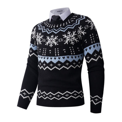 Herren Strickpullover Modern mit Schneemuster Grau