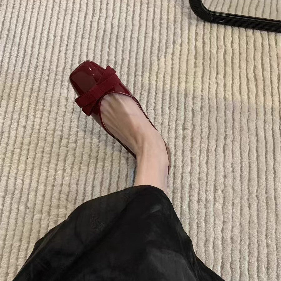 Damen Ballerinas Weich Bequem Mit Schleife