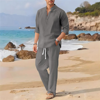 Herren Sommeranzug Modern Lässig mit Knöpfen und Taschen