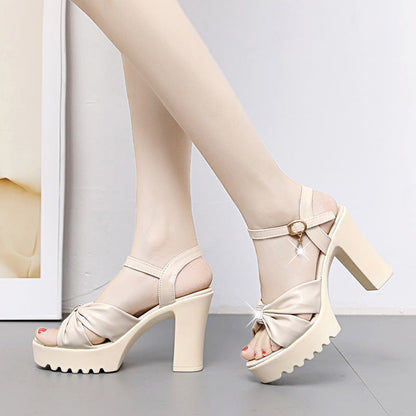 Damen Plateau-Sandaletten Elegante Stabile Sohle