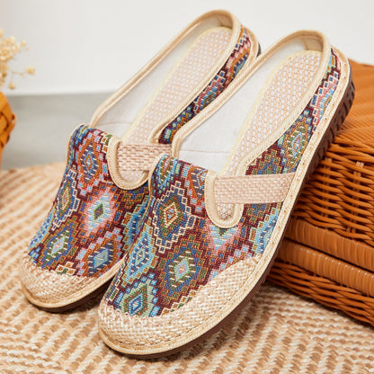 Damen Pantoletten Bequem mit Muster Warm