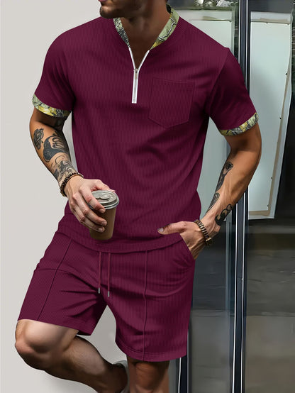 Herren Sport-Set Kurz Reißverschluss Schnürung Modern