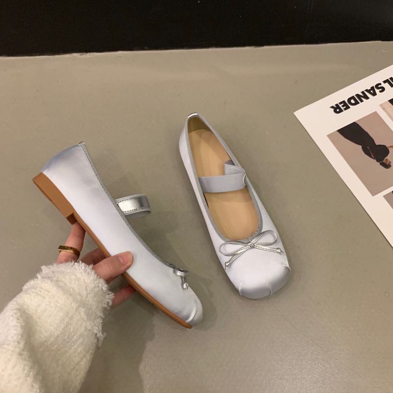 Damen Ballerinas Elegante Schleife Verstellbar