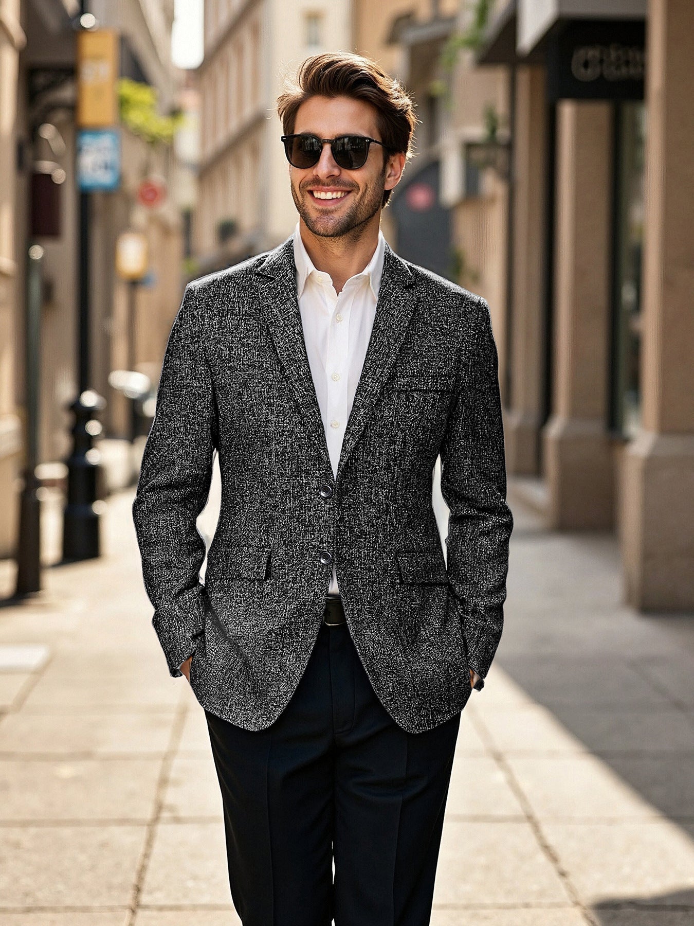 Herren Blazer Modisch Strukturiert Slim Fit