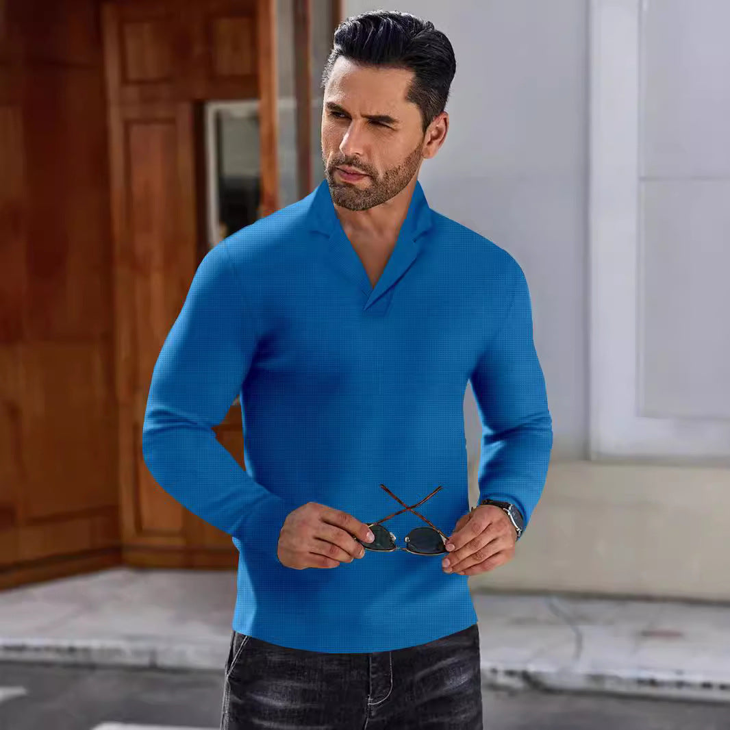 Herren Polohemd Langarm Modern Kragen SlimFit - BerlinGlamour