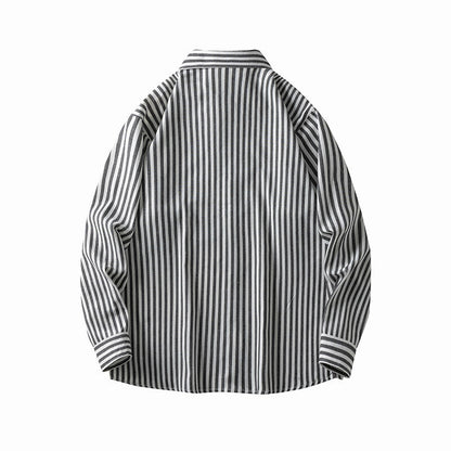 Herren Langarmhemd Streifenmuster Bequem Elegant