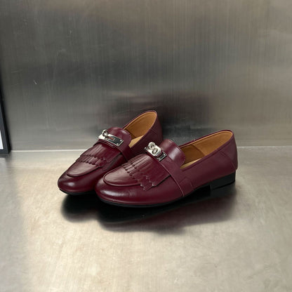 Damen Mokassins mit Fransen und Schnalle Elegant Modern