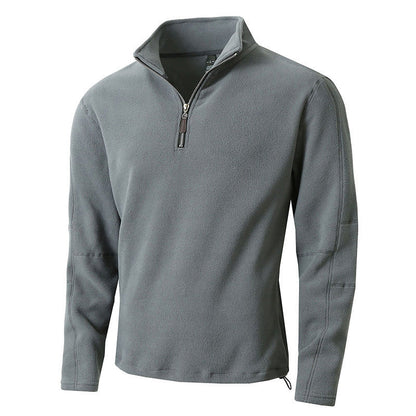Herren Fleece Pullover Lang Reißverschluss Stehkragen Warm