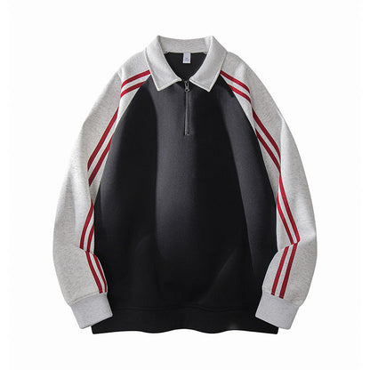 Herren Sweatshirt Sportlich Reißverschluss Stehkragen Modern