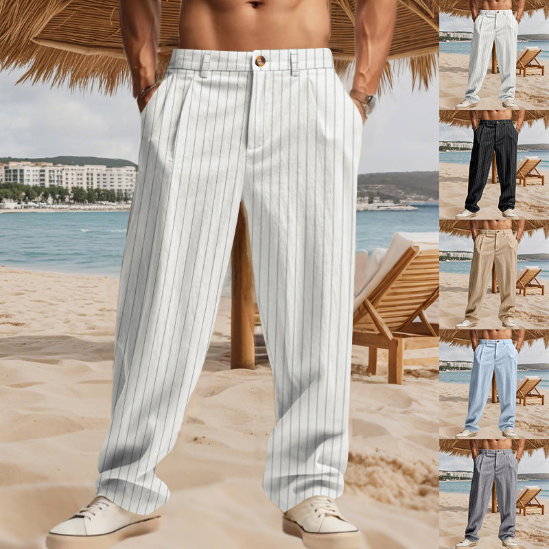 Herren Strandhose Bequem Nadelstreifen Muster Sommerhose - BerlinGlamour