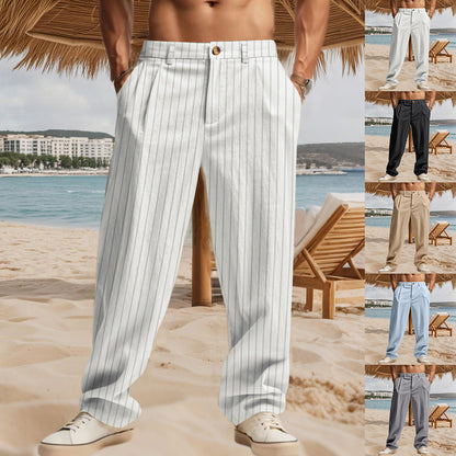 Herren Strandhose Bequem Nadelstreifen Muster Sommerhose - BerlinGlamour