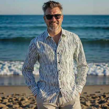 Herren Langarmhemd Modernes Streifenmuster Eleganz - BerlinGlamour