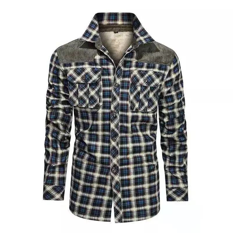 Herren Flanellhemd Karomuster Warm Innenfutter Winter