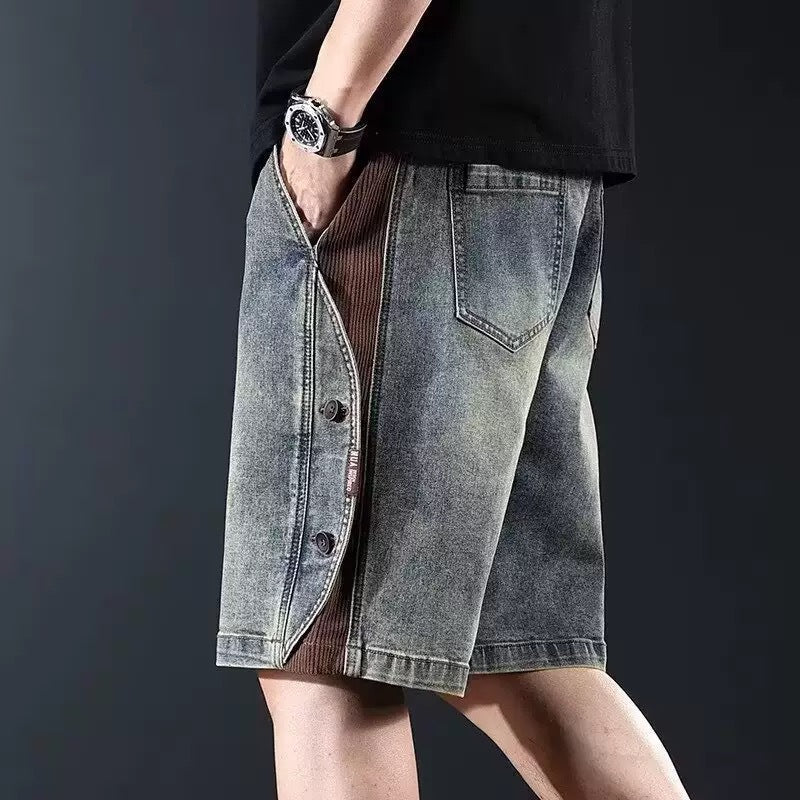Herren Denim Shorts Knielang mit Kordelzug Bequem