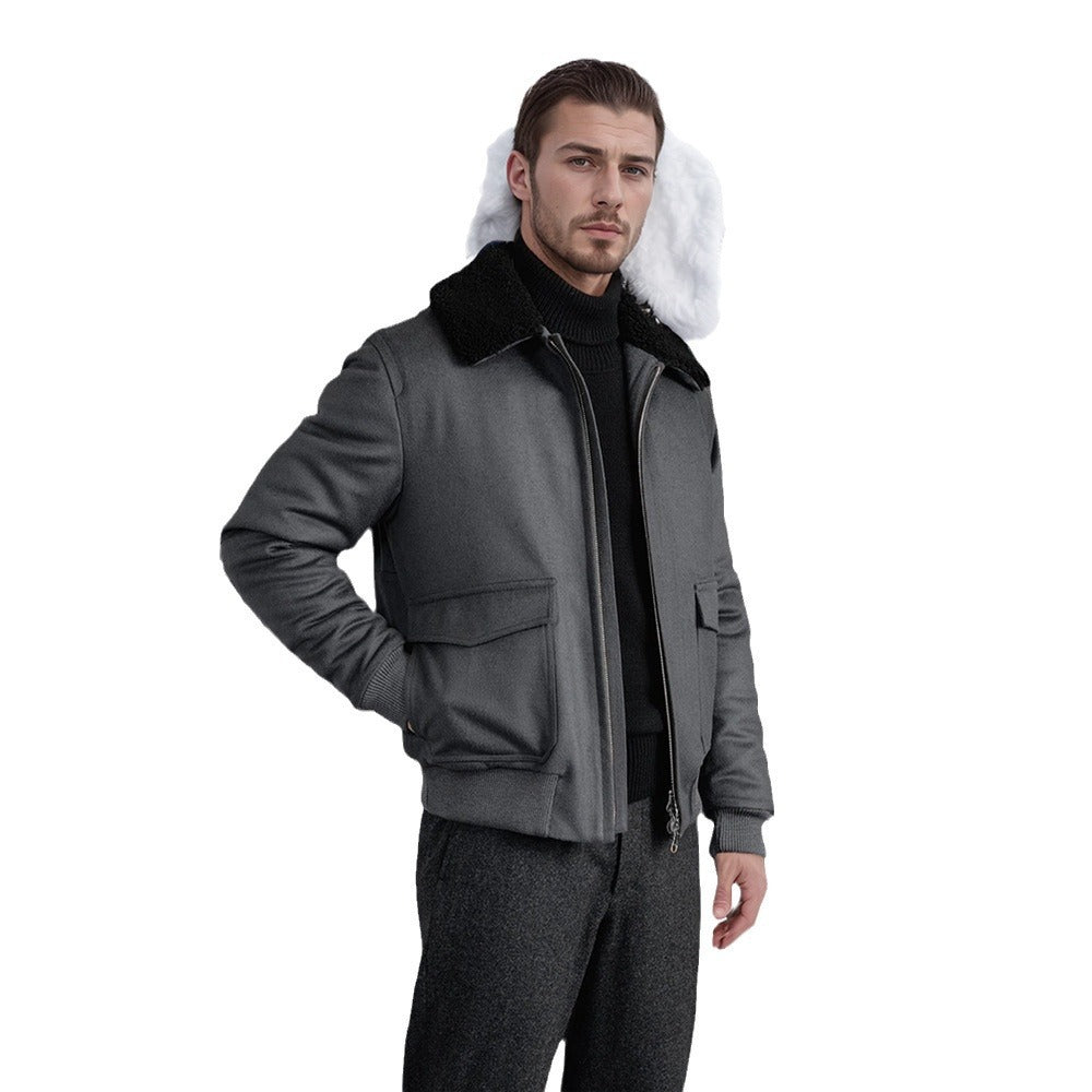 Herren kuschelweiche Winterjacke mit Teddykragen und aufgesetzten Taschen BerlinGlamour.