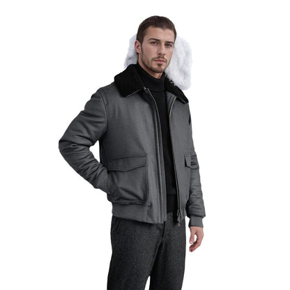 Herren kuschelweiche Winterjacke mit Teddykragen und aufgesetzten Taschen BerlinGlamour.