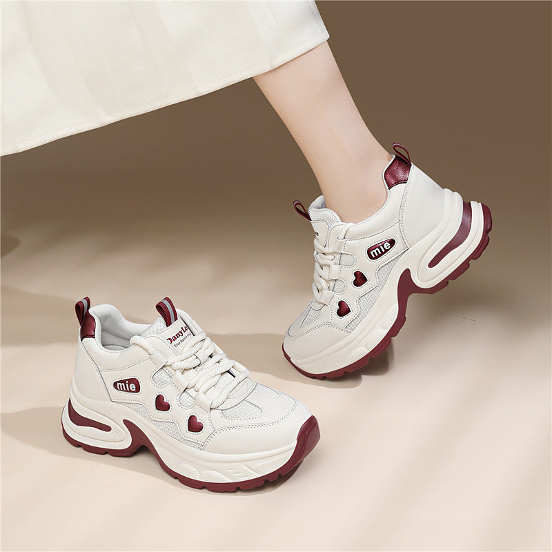Damen Sneaker Sportlich Chunky mit Herz-Details