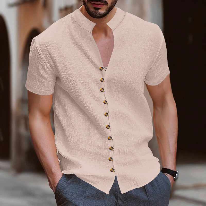 Herren Kurzarmhemd Modern Knopfdesign Slim Fit