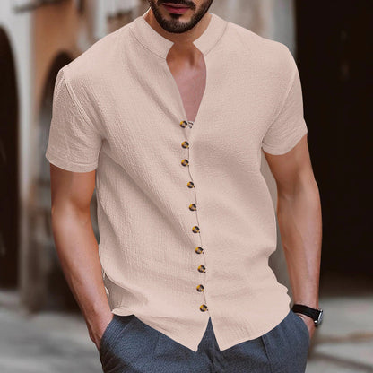 Herren Kurzarmhemd Modern Knopfdesign Slim Fit