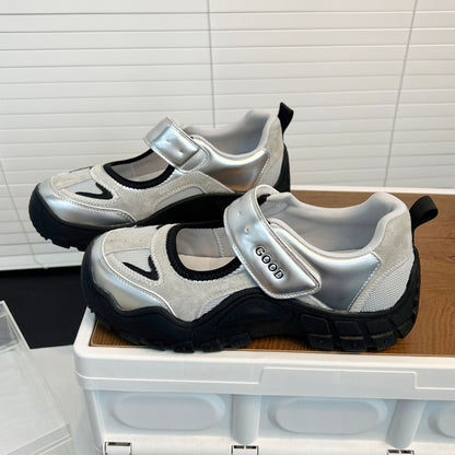 Damen Sneaker Bequem Stützende Klettverschluss Laufschuhe