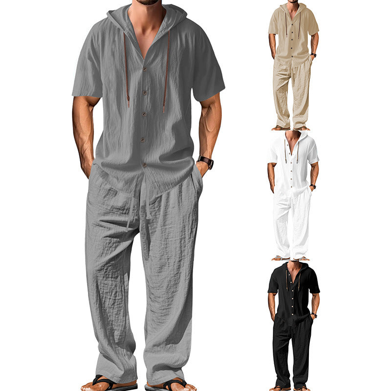 Herren Freizeitanzug Kurzarm Kapuze Relaxt Fit