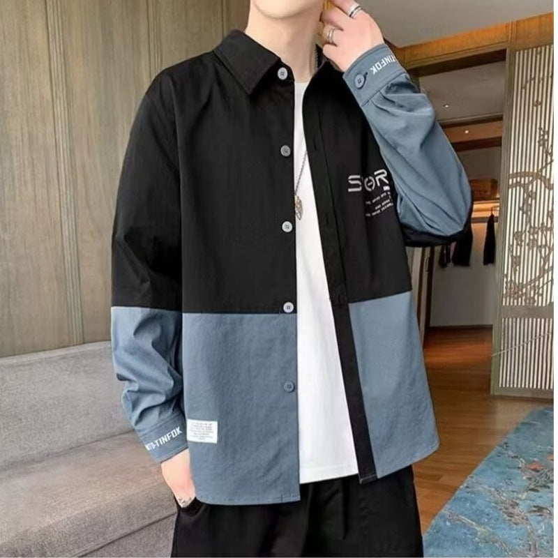 Herren Hemdjacke Modern Farbblock Design Slim Fit