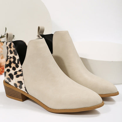 Damen Ankle Boots Leopardenmuster Elegant Schuhe