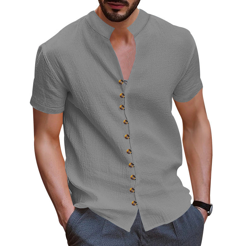 Herren Kurzarmhemd Modern Knopfdesign Slim Fit