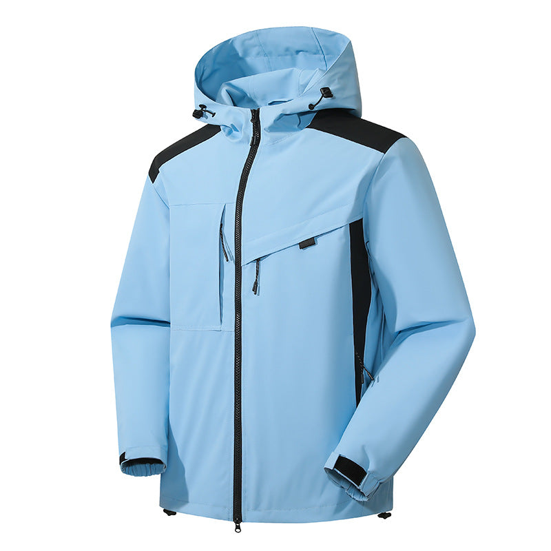 Herren Outdoor-Jacke Wasserdicht mit Kapuze und Reißverschlüssen