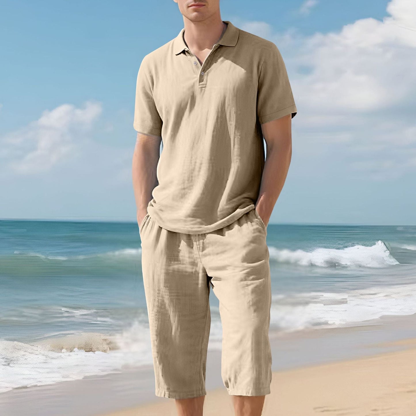 Herren Poloshirt Shorts Set Sommer Mode