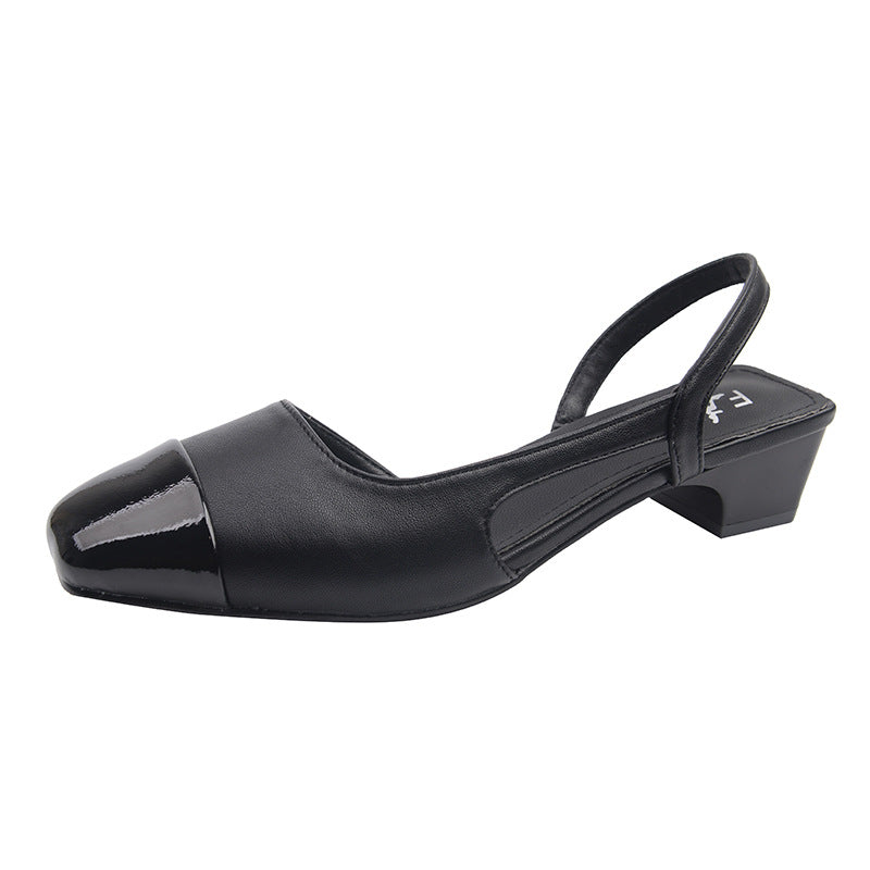 Damen Sling Pumps Glänzend Elegant Schwarz