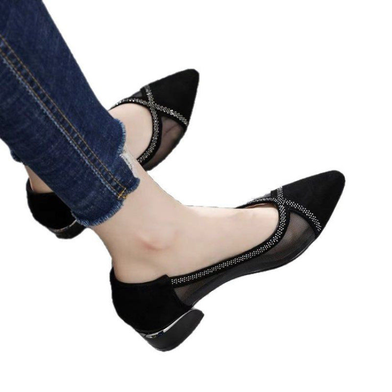 Damen Pumps Hochhackig Transparent Mesh Glitzerdetail
