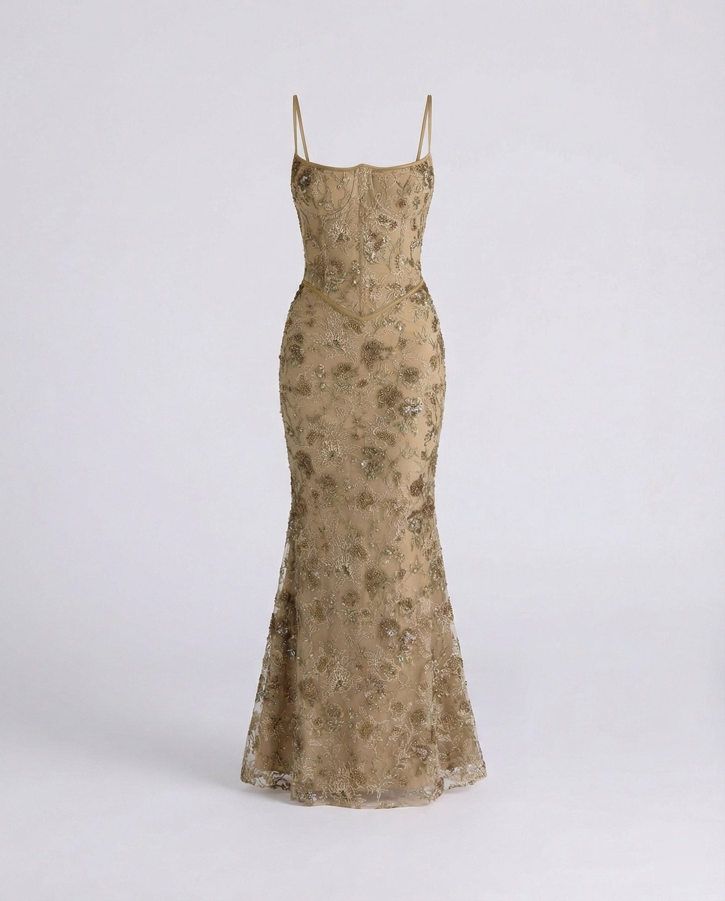 Langes Abendkleid Spitze Stickerei Elegant