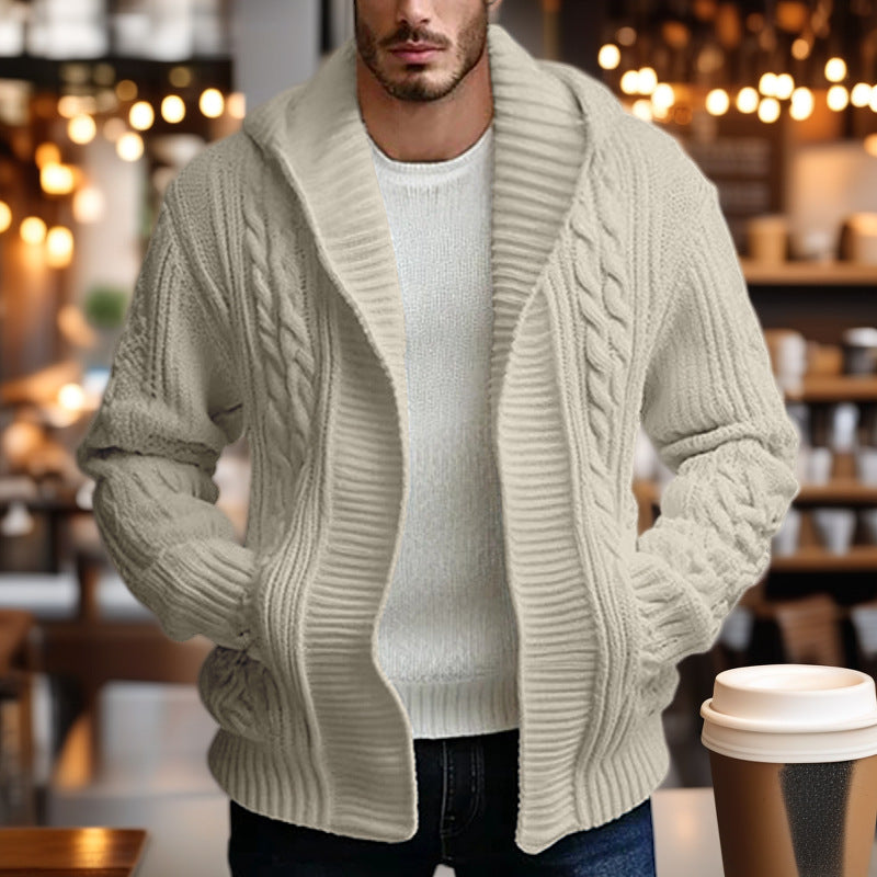 Herren Strickjacke Grobstrick Kabelmuster Oversized