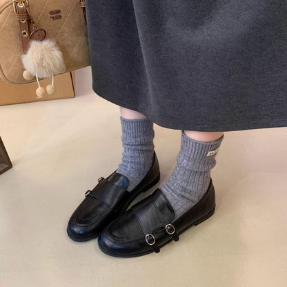 Damen Mokassins Elegant mit Schnalle Modisch schwarz