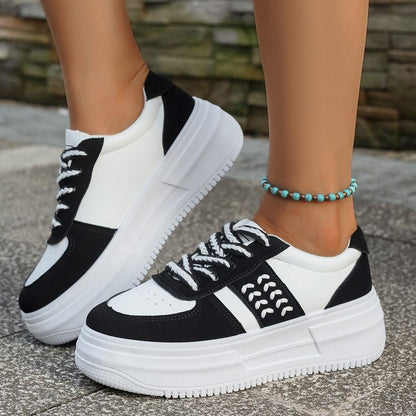 Damen Plateau Sneaker Hoch mit Schnürsenkel und Weichem Innenfutter - BerlinGlamour