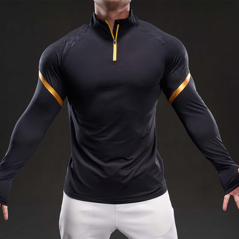 Herren Funktionsshirt Langarm Stehkragen Sportlich Modern