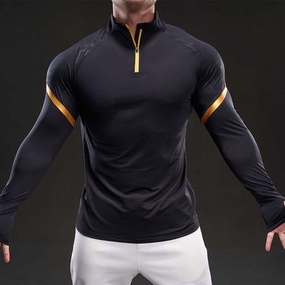 Herren Funktionsshirt Langarm Stehkragen Sportlich Modern