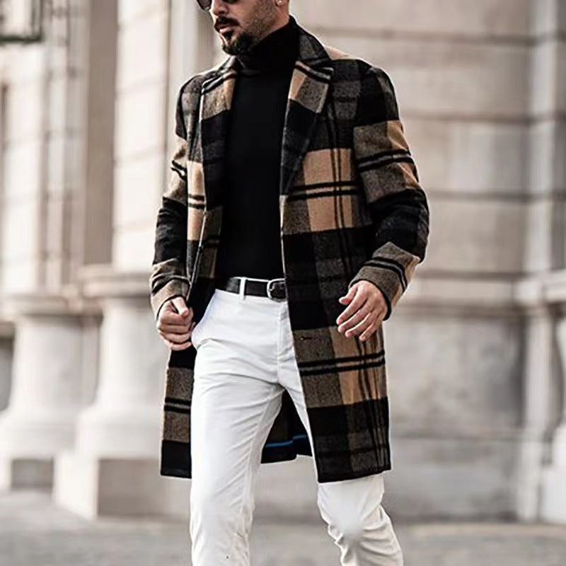 Herren Schalencote Karo Klassisch Eleganter Mantel