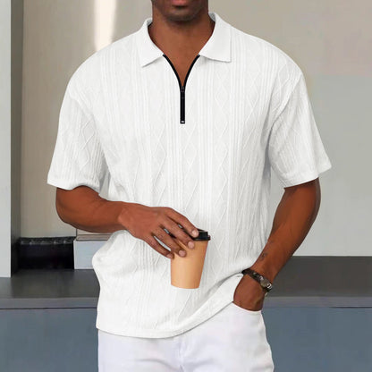 Herren Kurzarm Polo Shirt mit Reißverschluss Kragen Modern