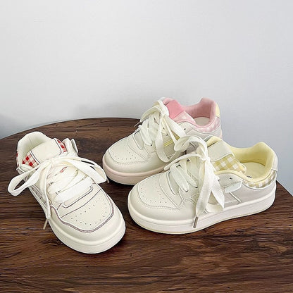 Damen Sneaker Klassisch Karomuster Weich