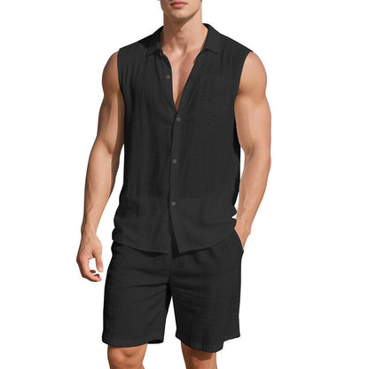 Herren Sportoberteil Ärmellos mit elastischen Laufshorts