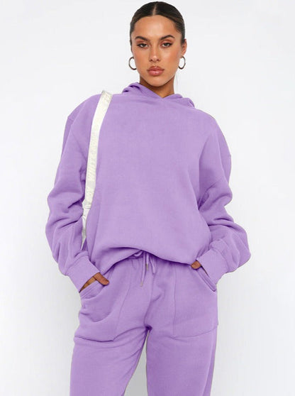 Damen Hoodie Jogger Set Oversized Bequem - BerlinGlamour