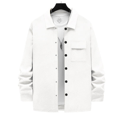 Herren Overshirt Jacke Modern Strukturiert Mit Brusttasche