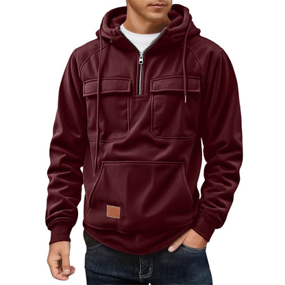 Herren Fleecepullover Warm mit Reißverschluss und Taschen