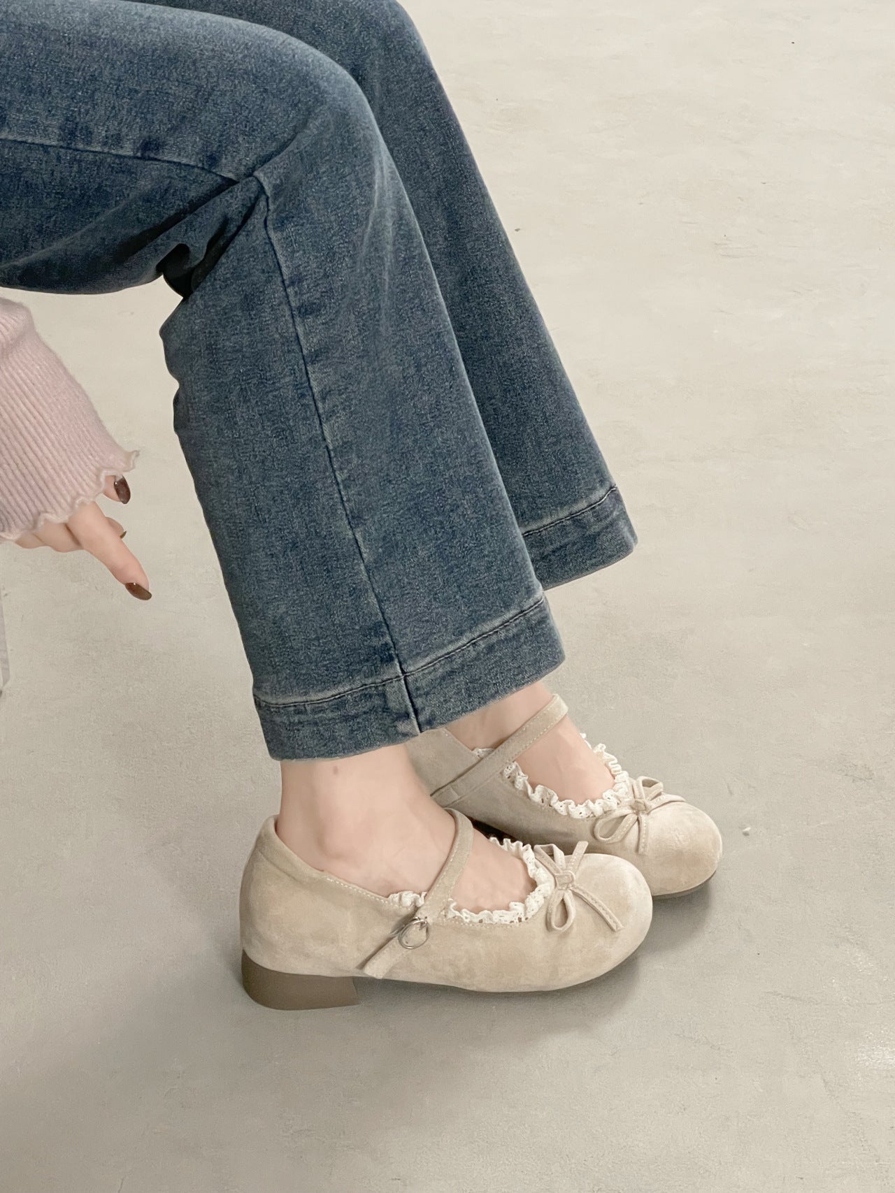 Damen Ballerinas Elegante Rüschen Sneaker Schuhe Bequem