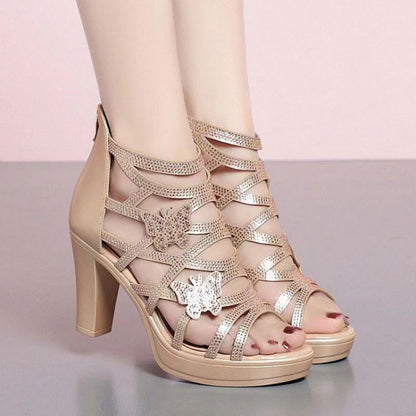Damen Plateau-Sandaletten Elegantes Design Schmetterling Dekor